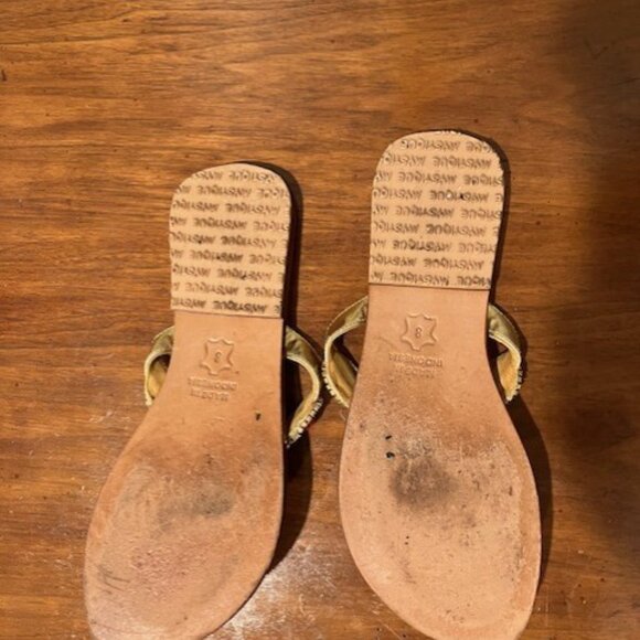 Mystique Pink Crystal Embellished And Gold Toned Beads Sandal- Size 8 - Picture 3 of 5